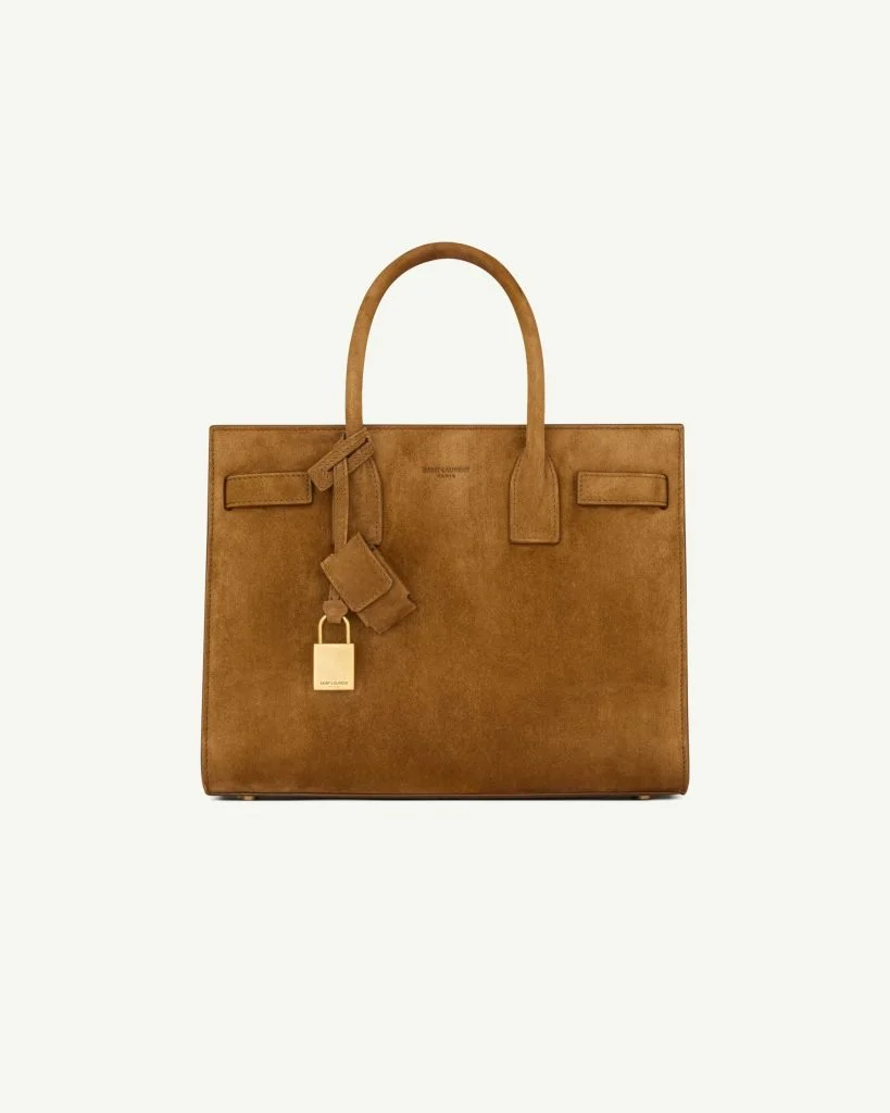 Saint Laurent Sac de Jour Baby in Suede — Caramel Cognac