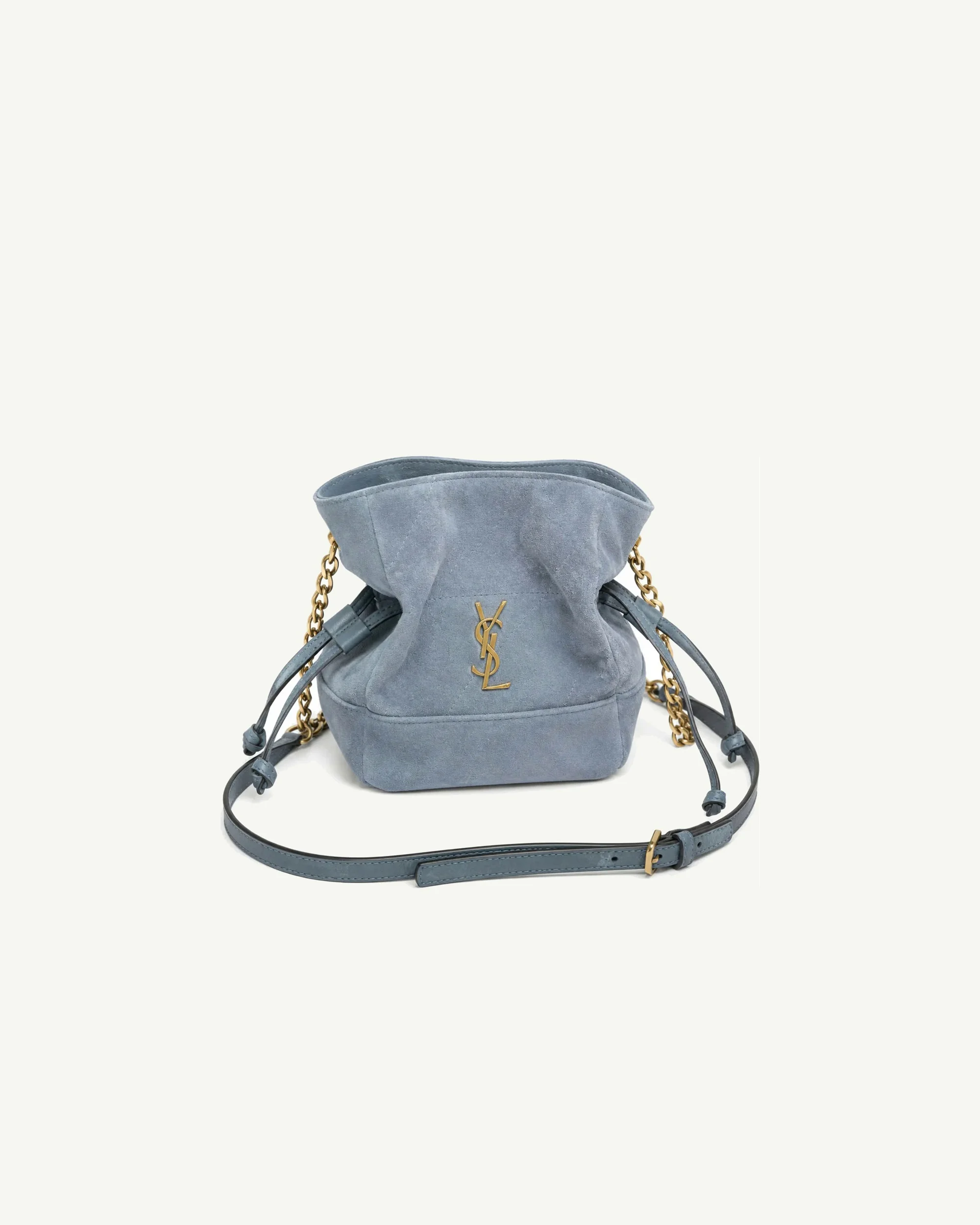 Saint Laurent Jaime Mini Bucket Bag in Dusty Blue Suede