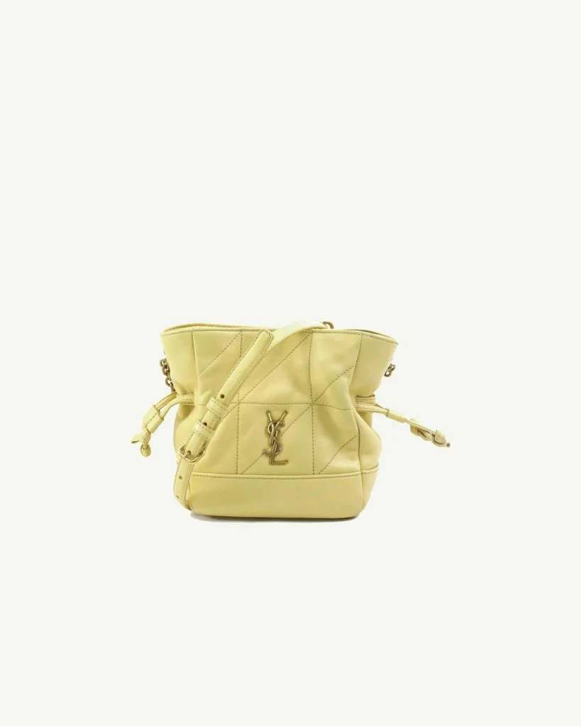 Saint Laurent Jamie Mini Cream-Yellow Gold Leather Shoulder Bag
