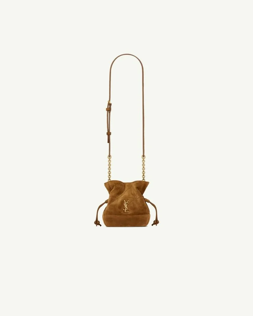 Saint Laurent Jamie Mini Shoulder Pouch in Brown Suede