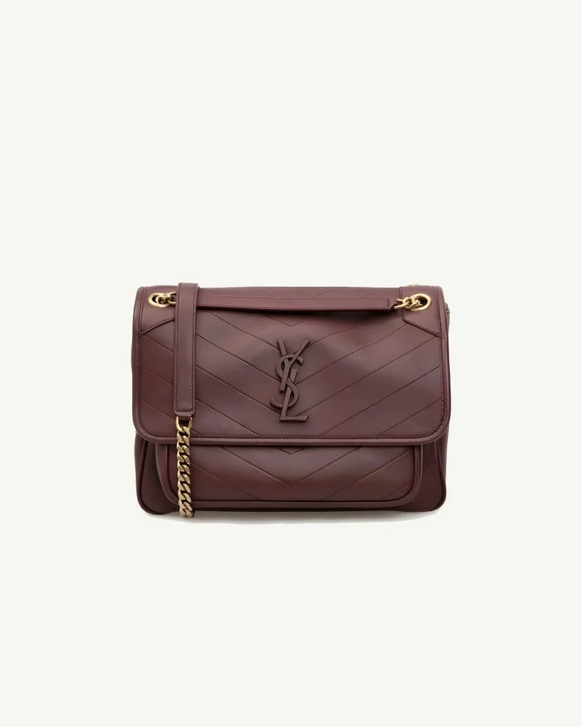 Saint Laurent Niki Medium Shoulder Bag — Burgundy