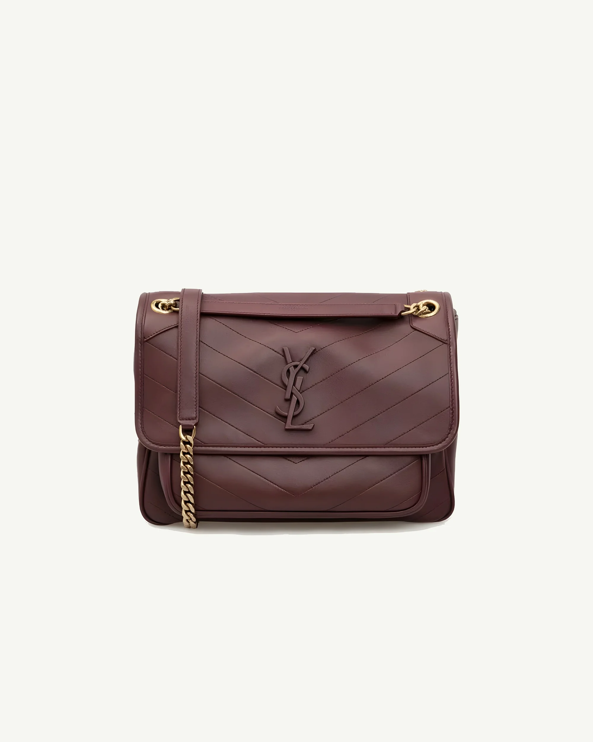 Saint Laurent Niki Medium Shoulder Bag — Burgundy