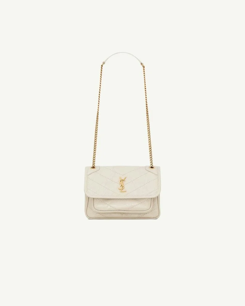 Saint Laurent Niki Mini in Vintage Leather — White