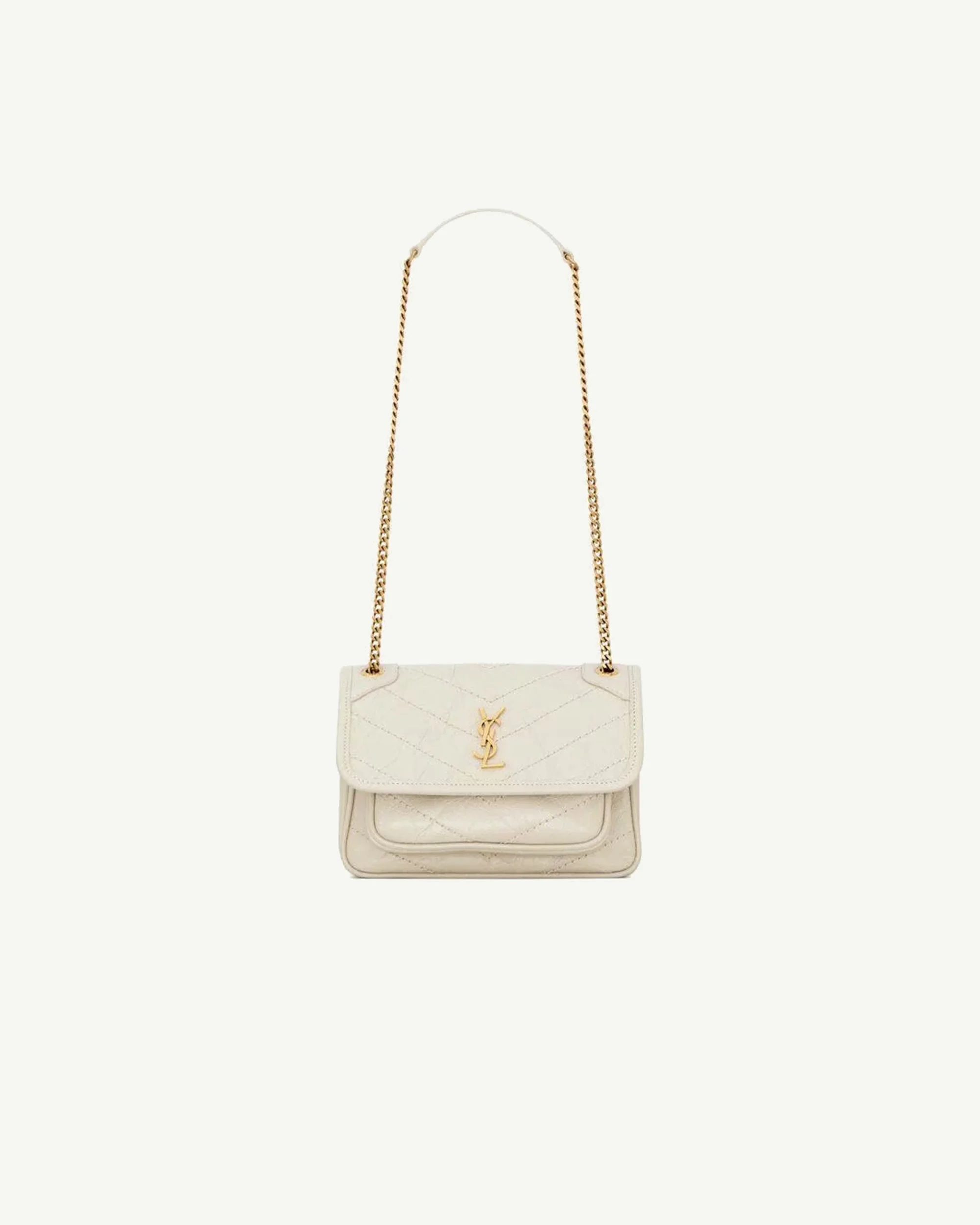 Saint Laurent Niki Mini in Vintage Leather — White