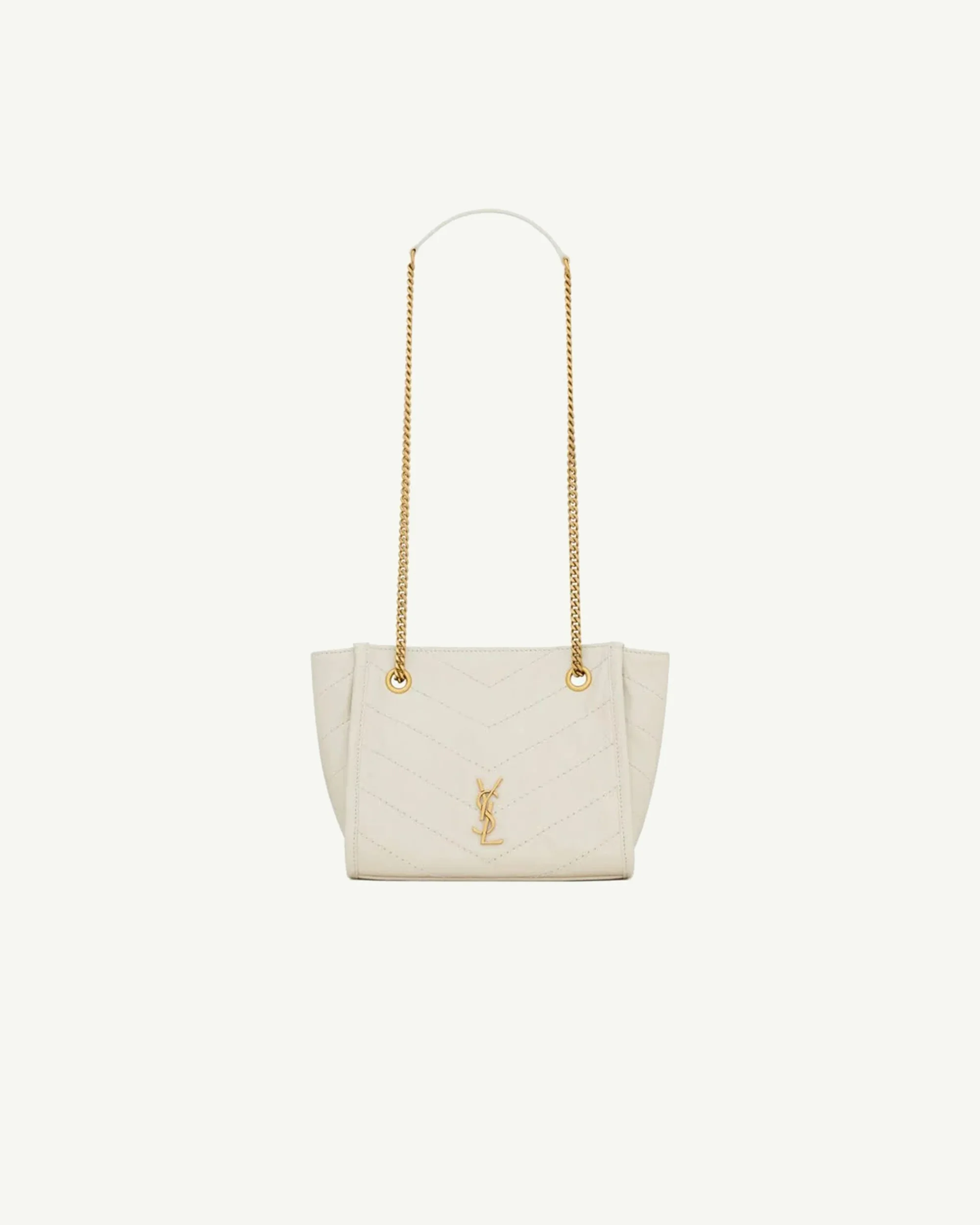 Saint Laurent Niki Mini Shopping Bag in Vintage Leather – White