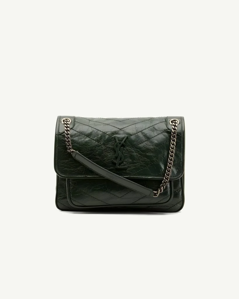 Saint Laurent Niki Medium Shoulder Bag — Dark Green