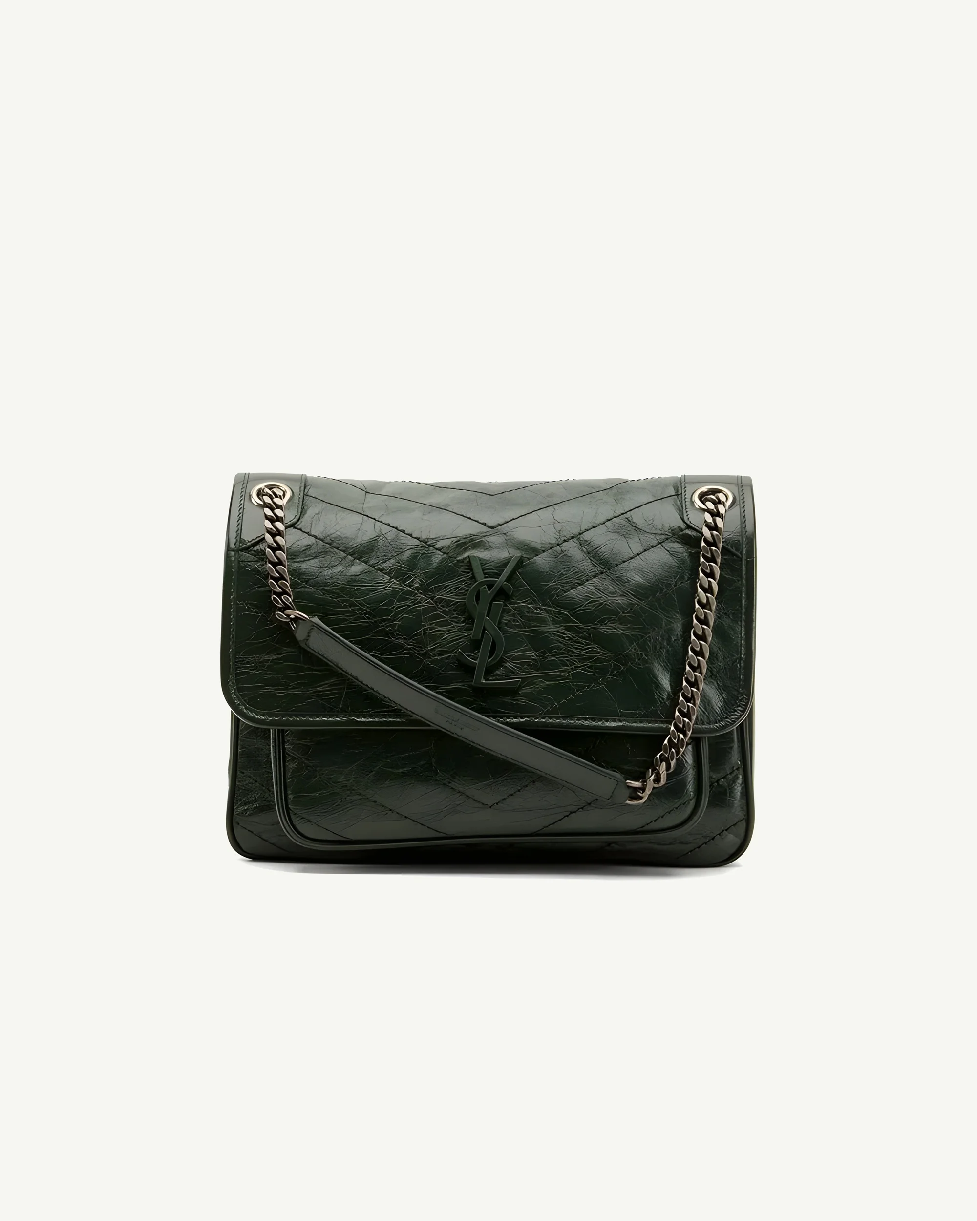 Saint Laurent Niki Medium Shoulder Bag — Dark Green