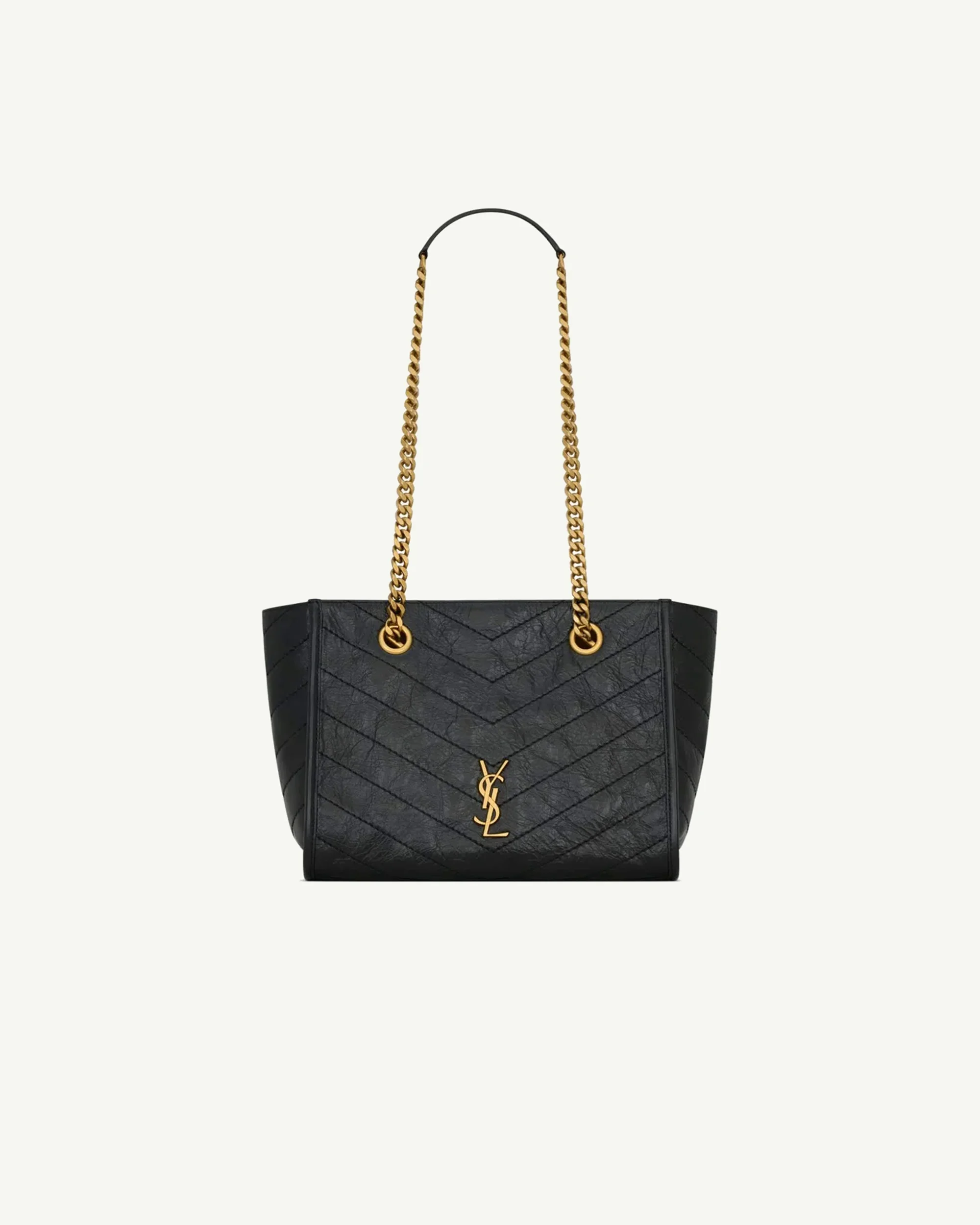 Saint Laurent Niki Small Shopping Bag in Black Vintage Leather