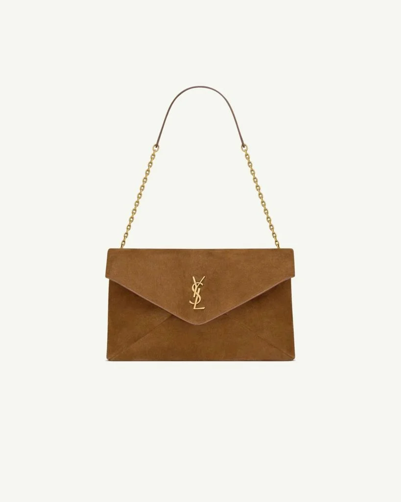 Saint Laurent Cassandre Large Chain Pouch in Supple Suede