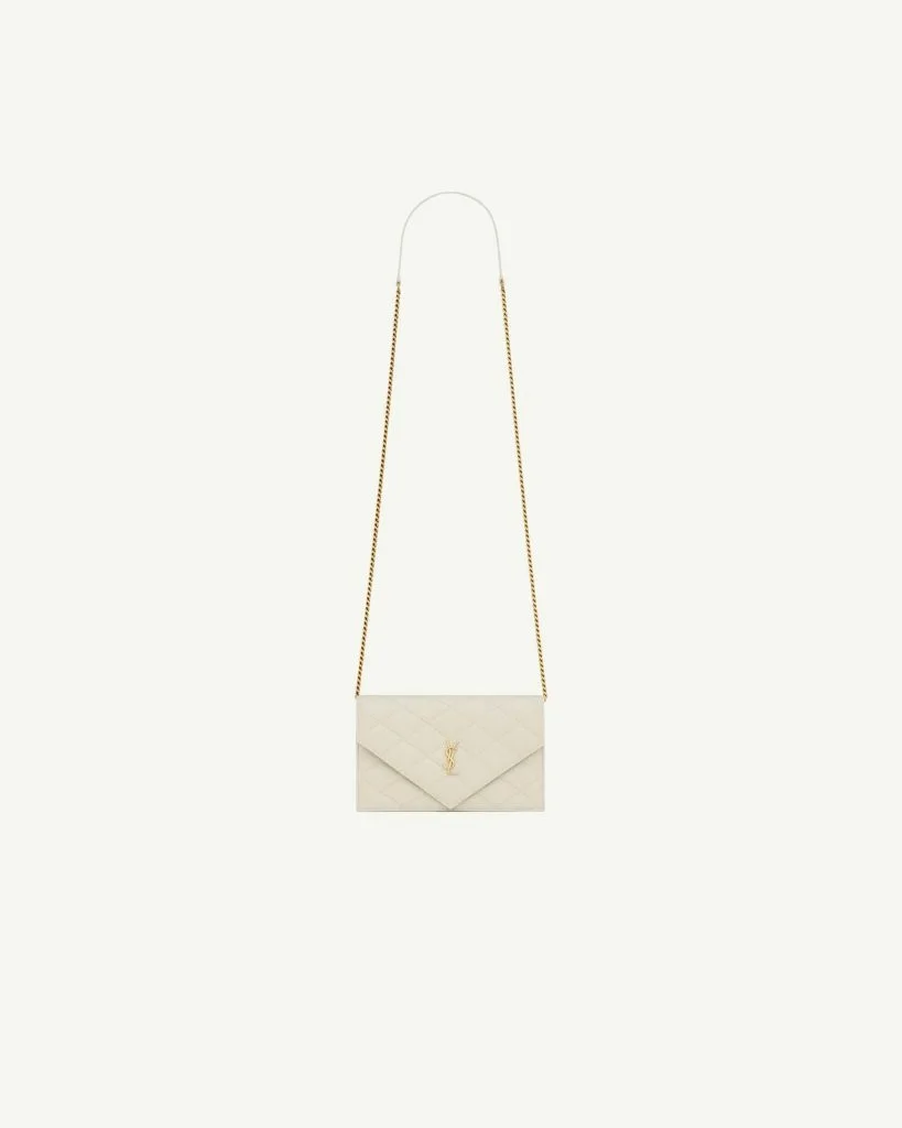 Saint Laurent Cassandre Matelassé Chain Pouch — Blanc Vintage