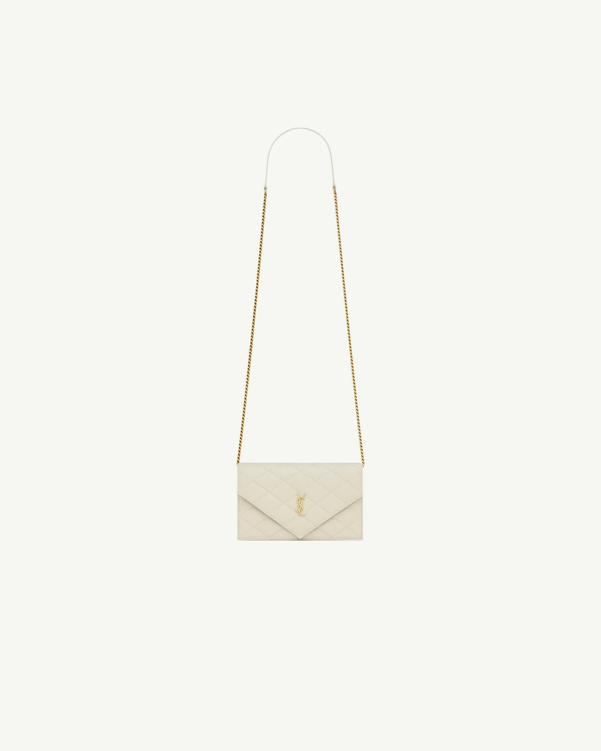 Saint Laurent Cassandre Matelassé Chain Pouch — Blanc Vintage