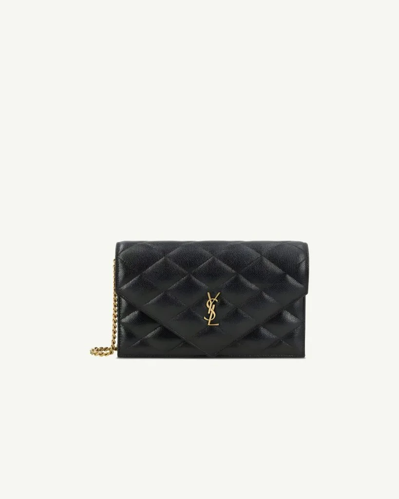 Saint Laurent Cassandre Quilted Chain Wallet - Shoulder Bag — Black