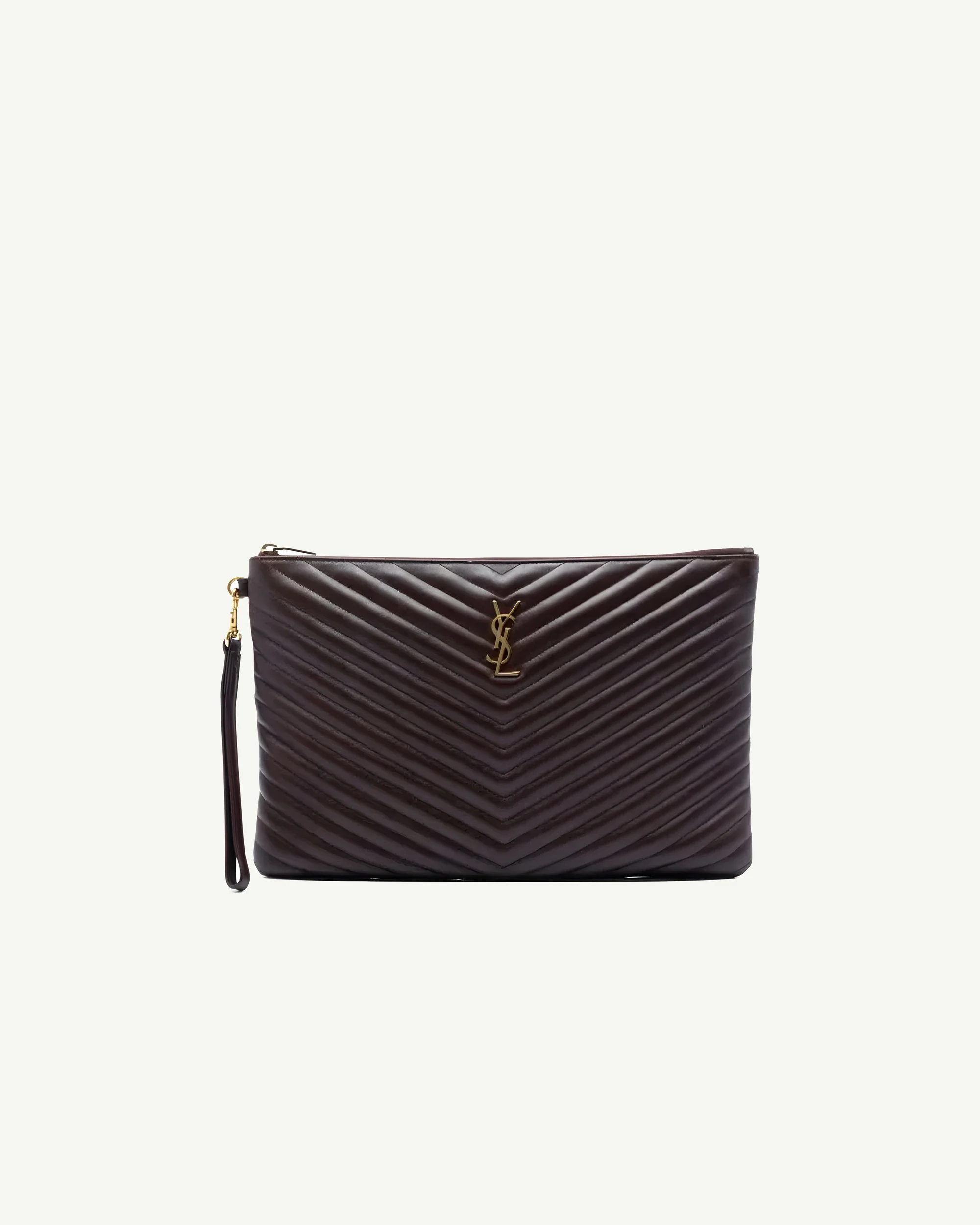 Saint Laurent Monogram Matelassé Chevron Pouch — Dark Red - Burgundy