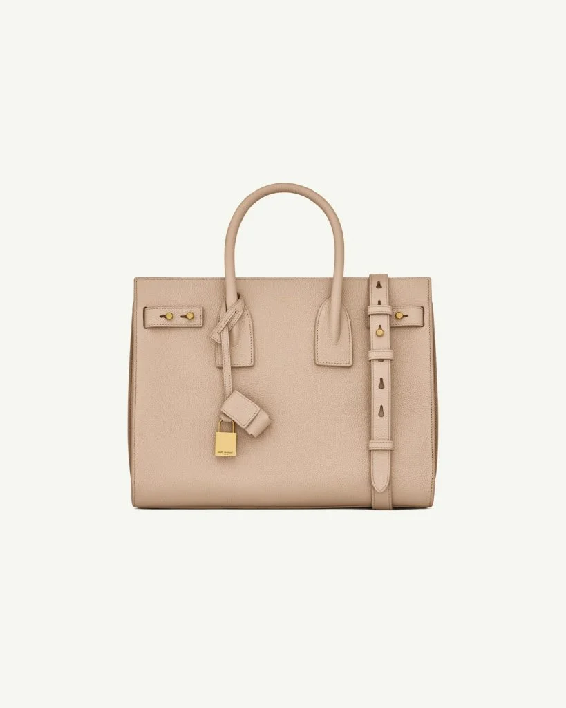 Saint Laurent Sac de Jour Small in Supple Grained Leather — Dark Beige