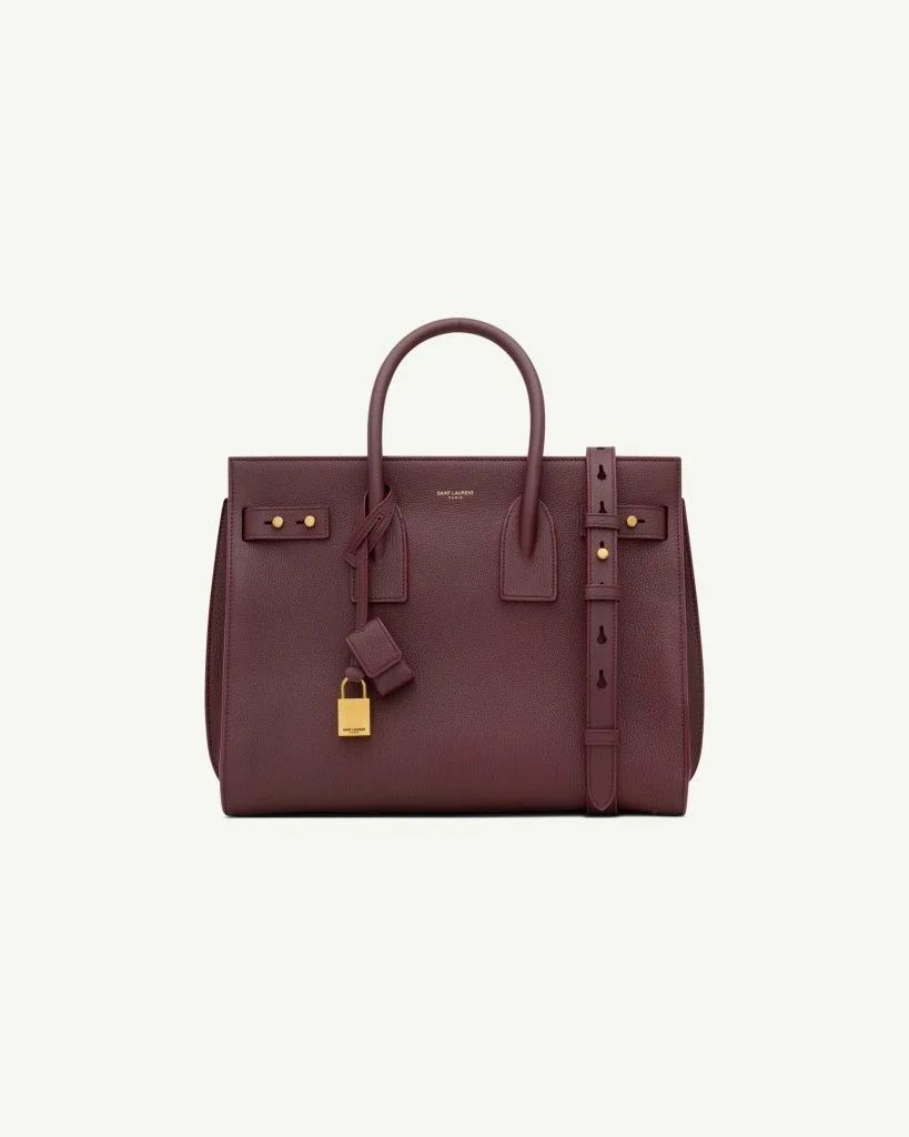 Saint Laurent Sac de Jour Small in Supple Grained Leather — Rouge Cabernet