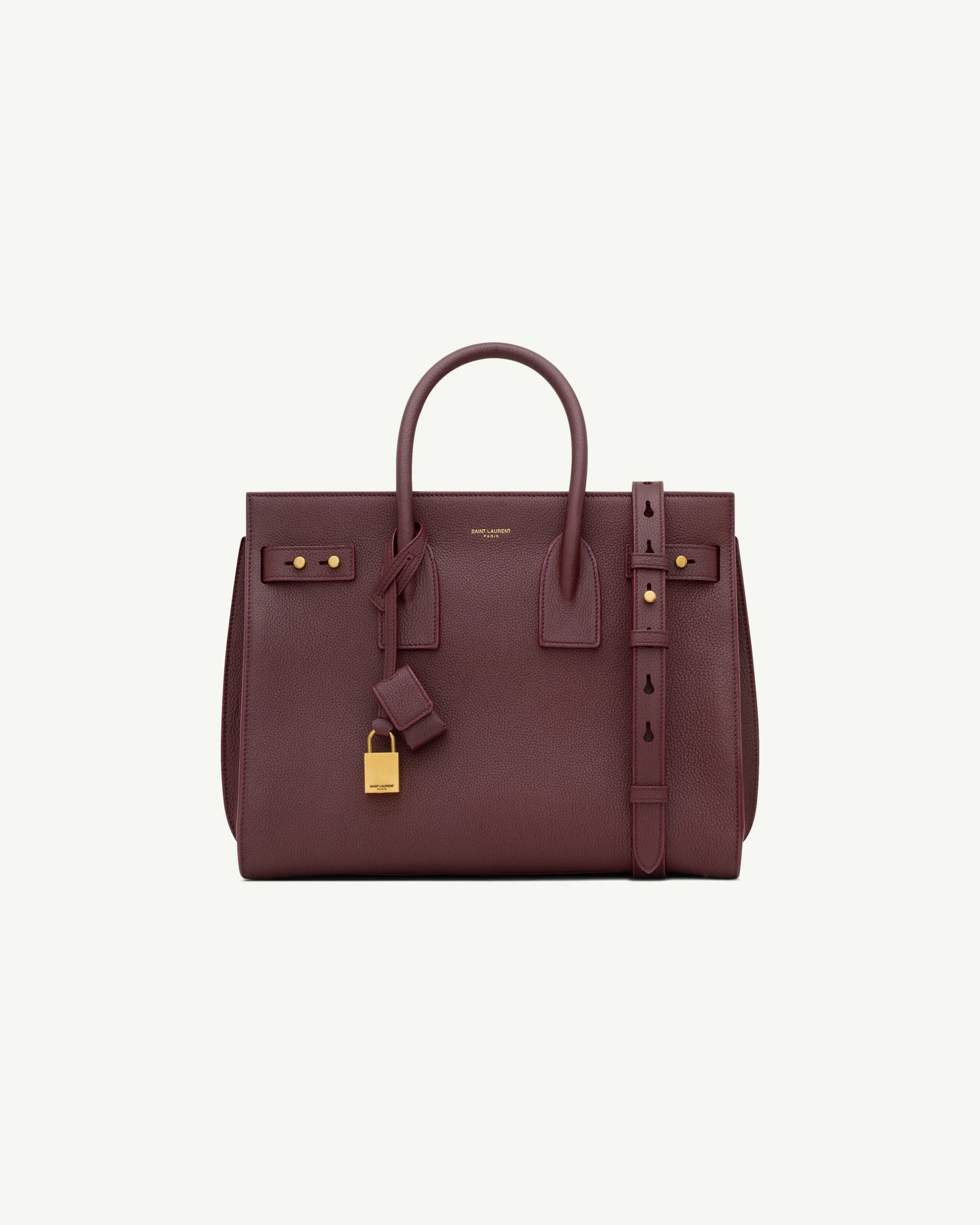 Saint Laurent Sac de Jour Small in Supple Grained Leather — Rouge Cabernet
