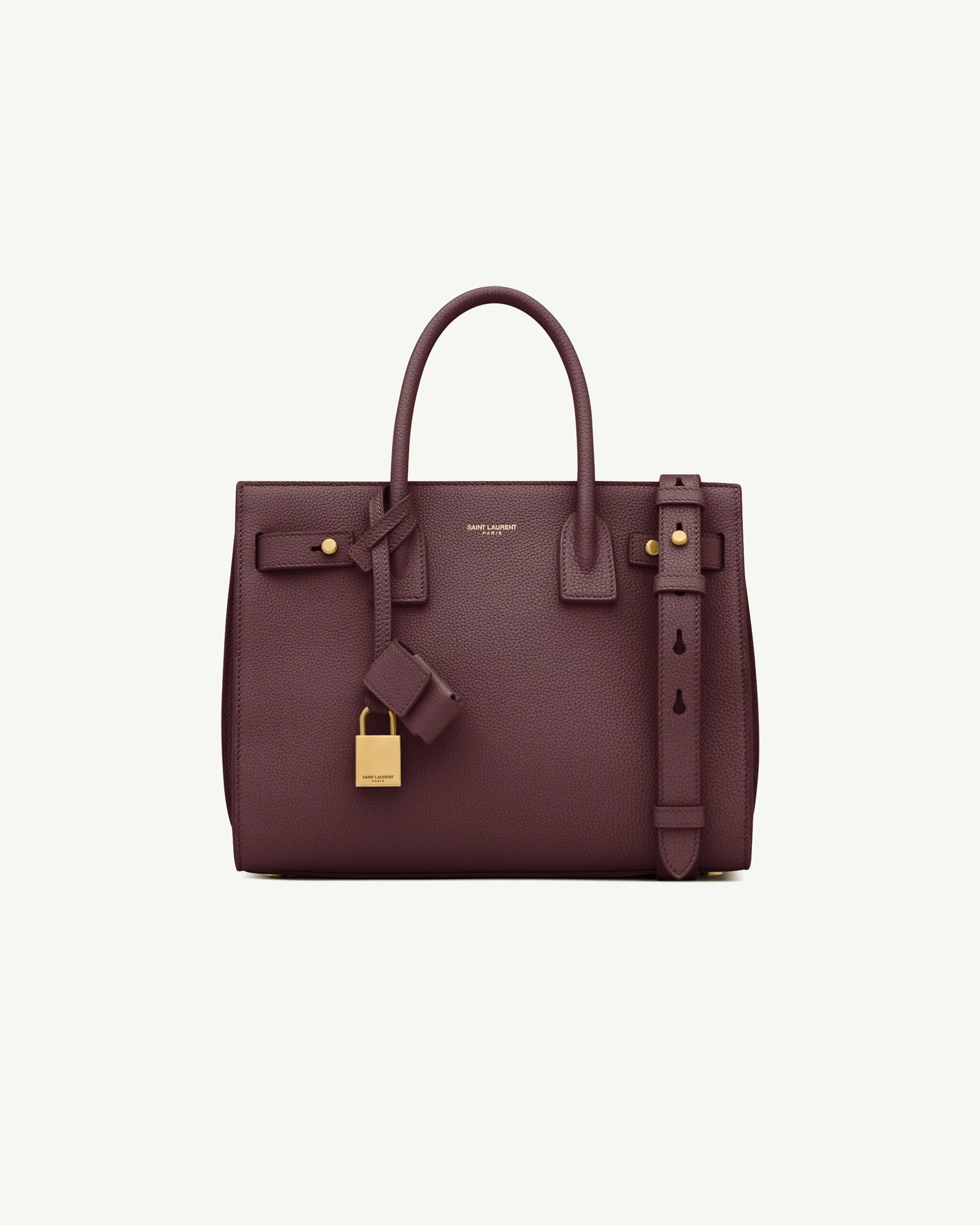 Saint Laurent Sac de Jour Baby in Supple Grained Leather — Rouge Cabernet