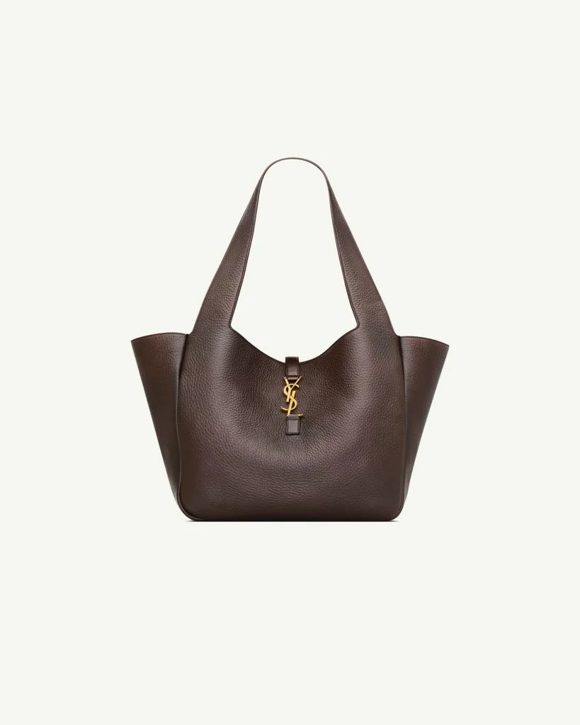 Saint Laurent Le 5 à 7 Bea in Grained Leather — Dark Brown