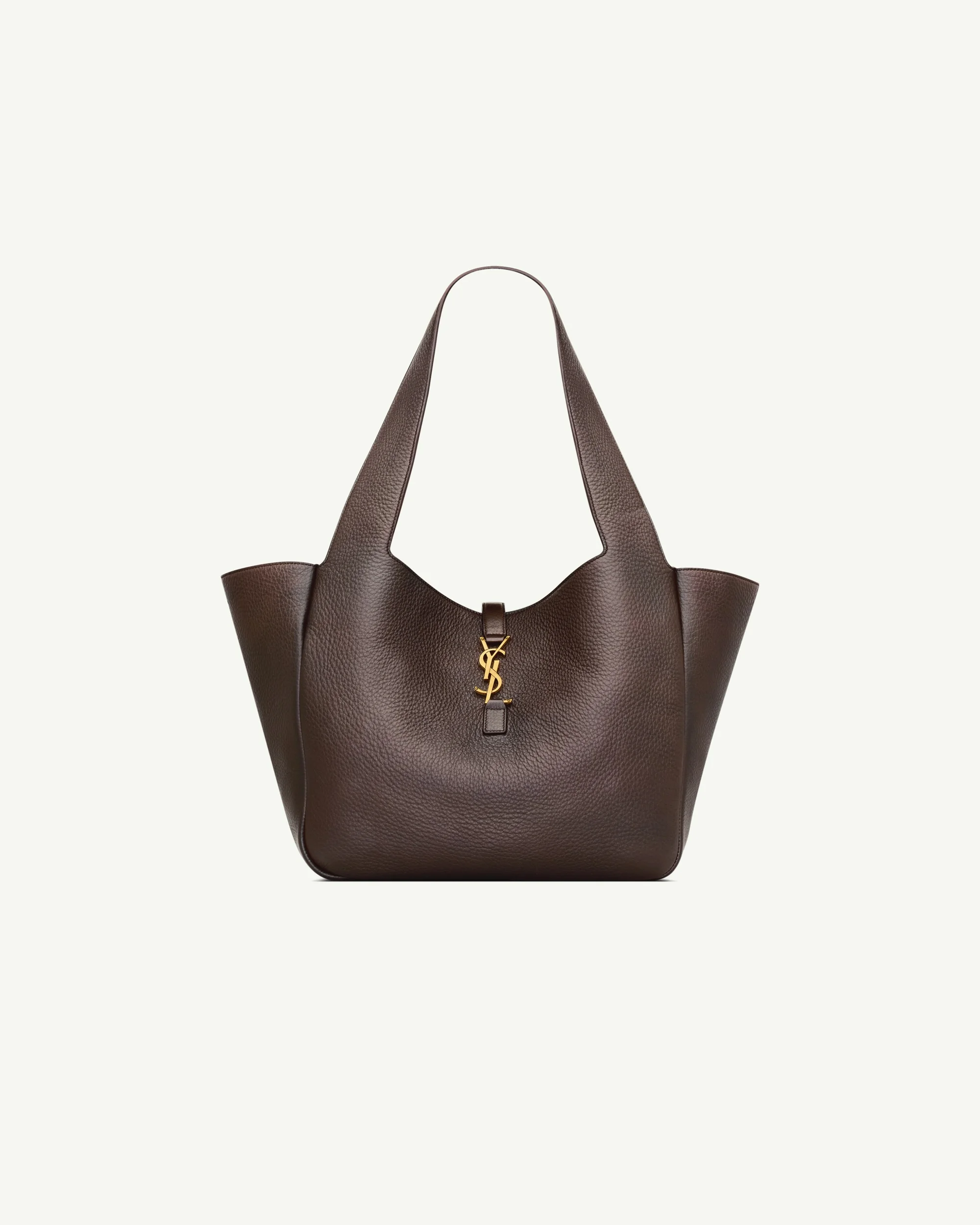 Saint Laurent Le 5 à 7 Bea in Grained Leather — Dark Brown