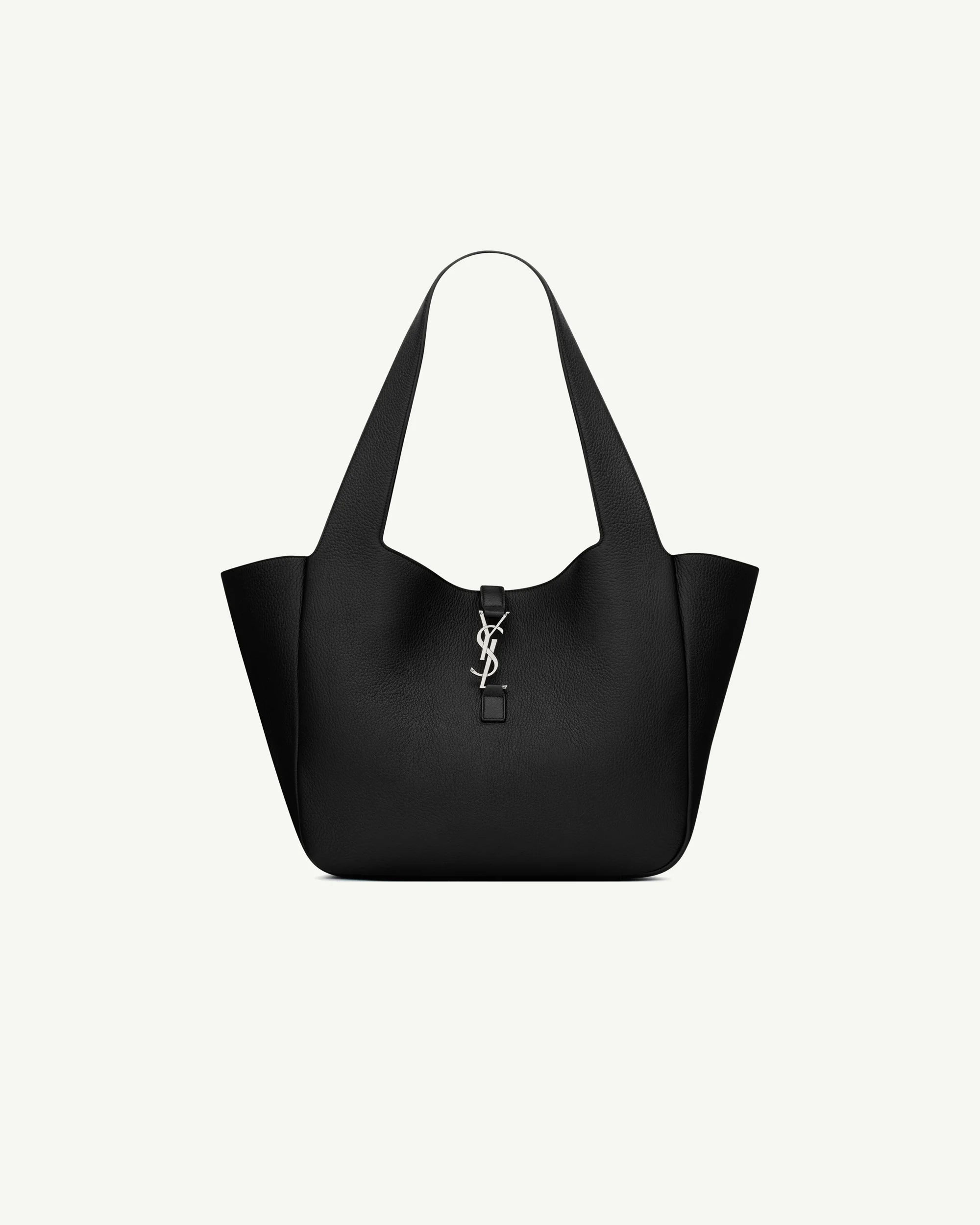 Saint Laurent Le 5 à 7 Bea in Grained Leather — Black, Silver Hardware