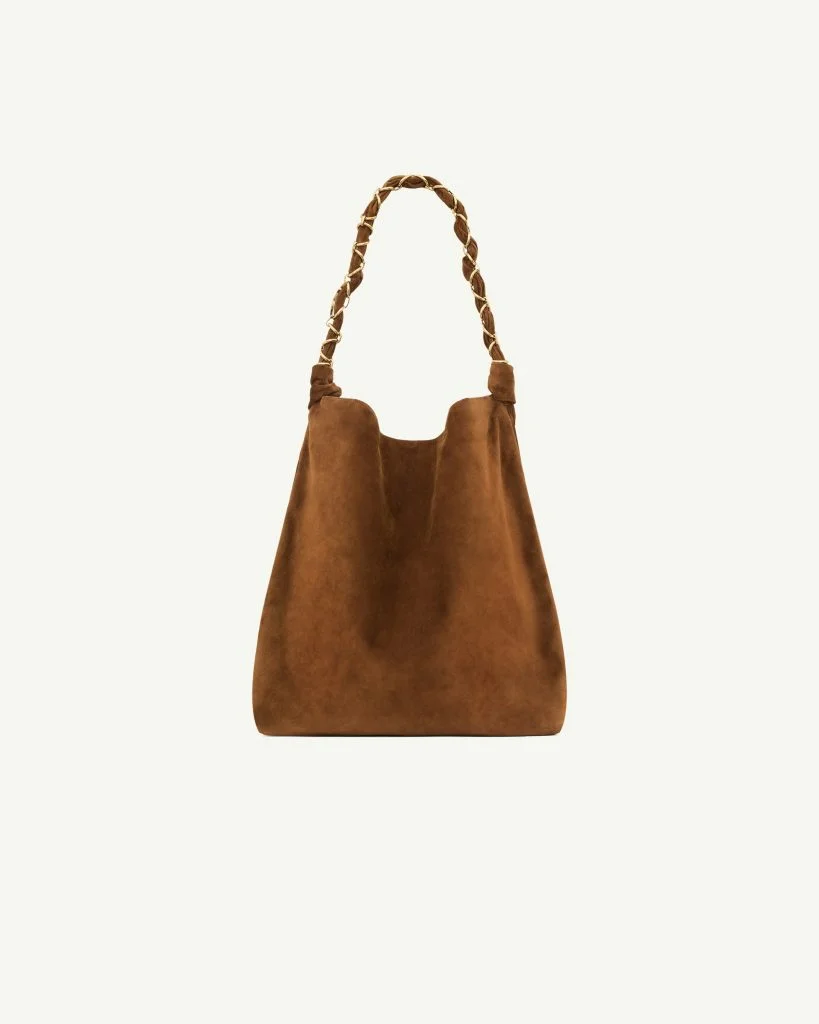 Saint Laurent Amalia Large in Suede — Caramel Cognac