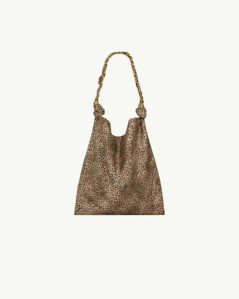Saint Laurent Amalia Large in Silk Satin — Black and Brown