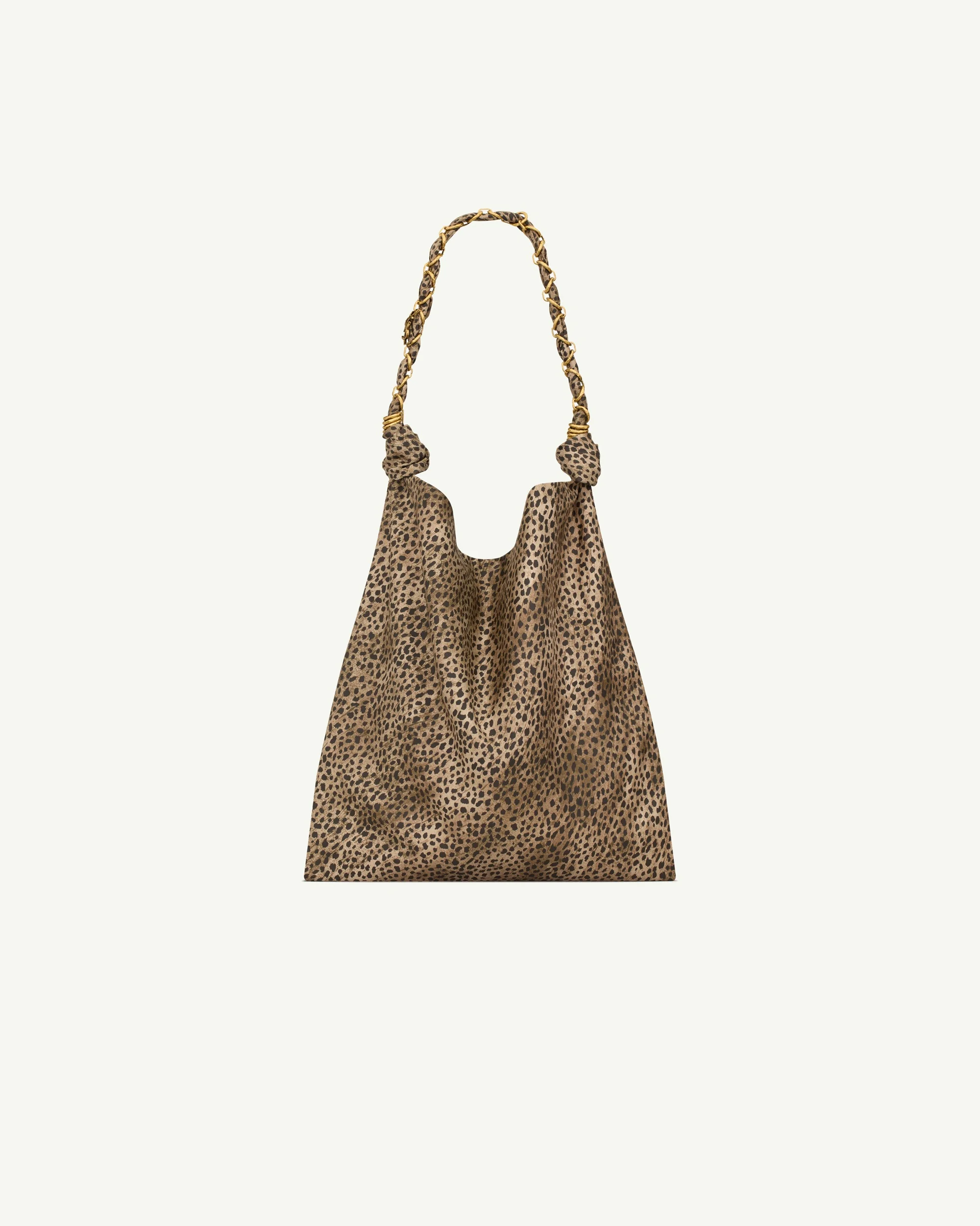 Saint Laurent Amalia Large in Silk Satin — Black and Brown
