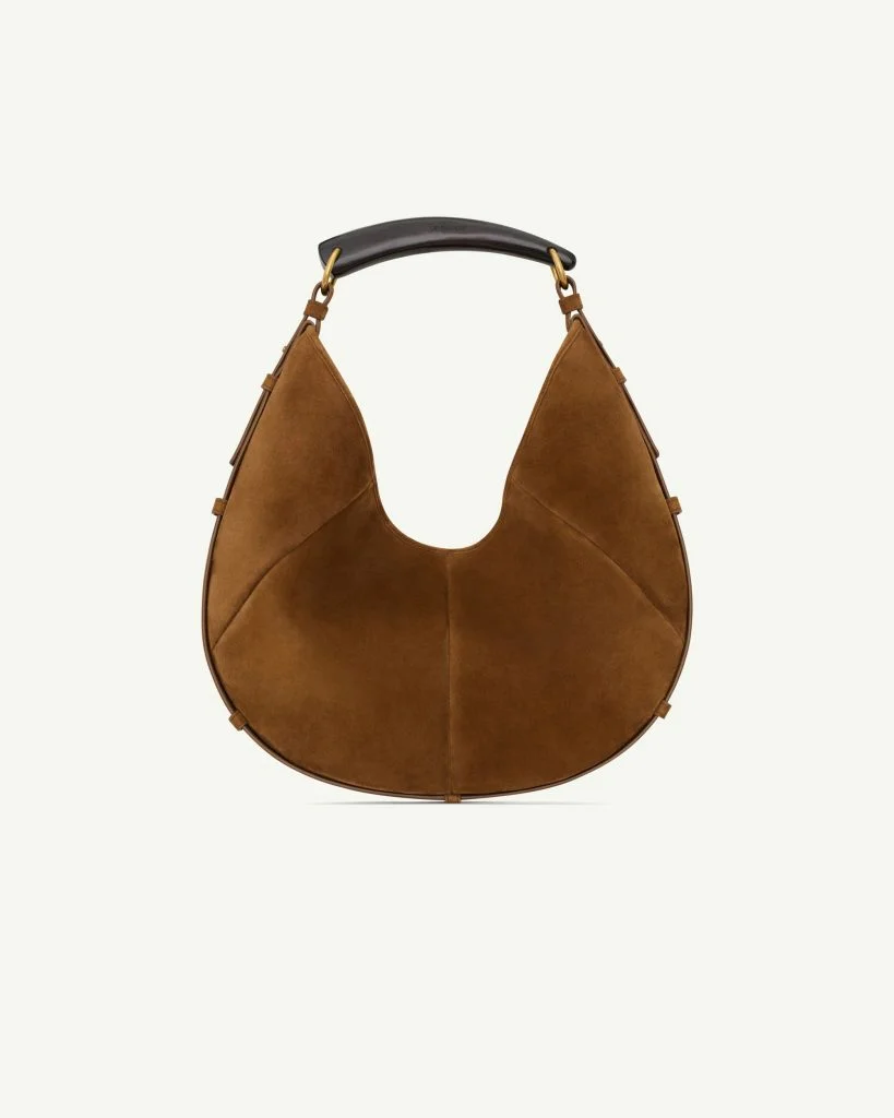 Saint Laurent Mombasa Medium in Suede — Caramel Cognac