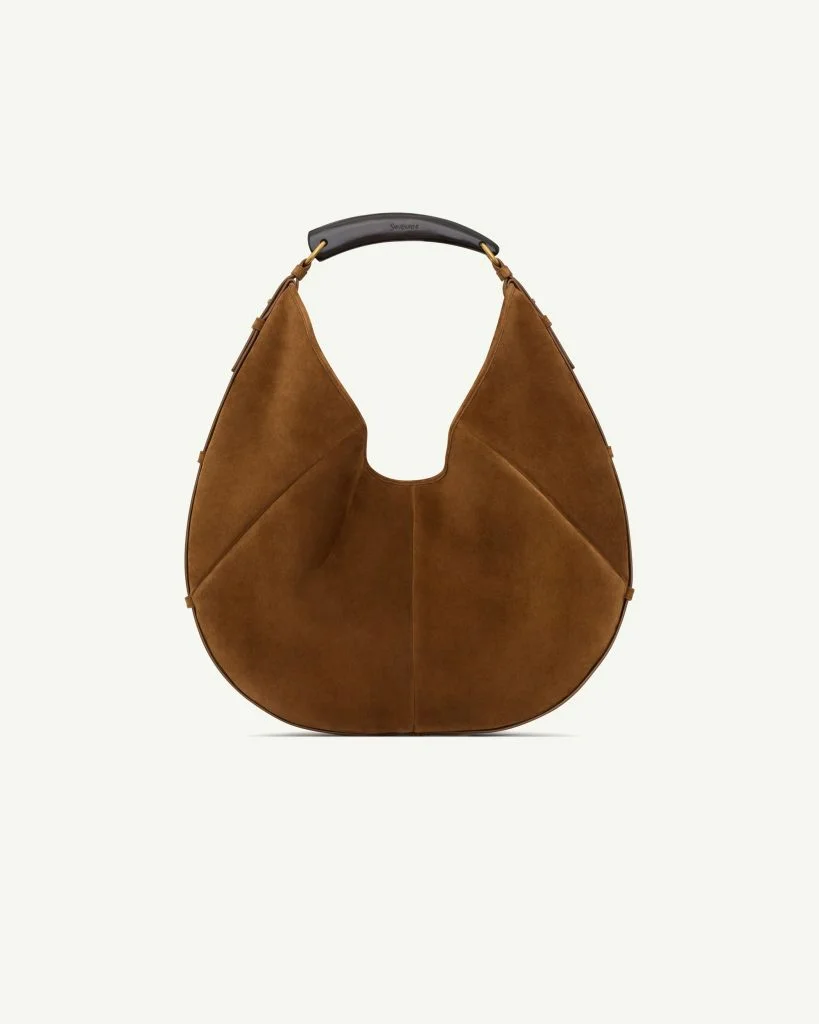 Saint Laurent Mombasa Large in Suede — Caramel Cognac