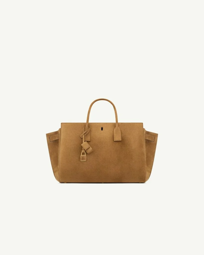 Saint Laurent Sac de Jour Large in Suede — Caramel Cognac