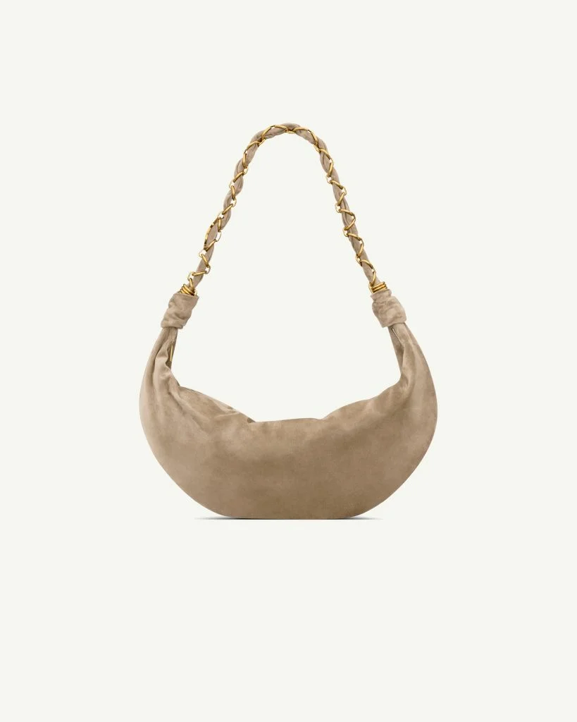 Saint Laurent Amalia Hobo in Suede — Light Cumin