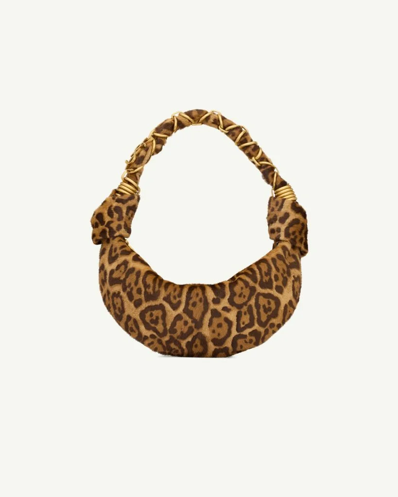 Saint Laurent Amalia Mini Hobo in Leopard-Print Pony Hair Leather — Brown and Black