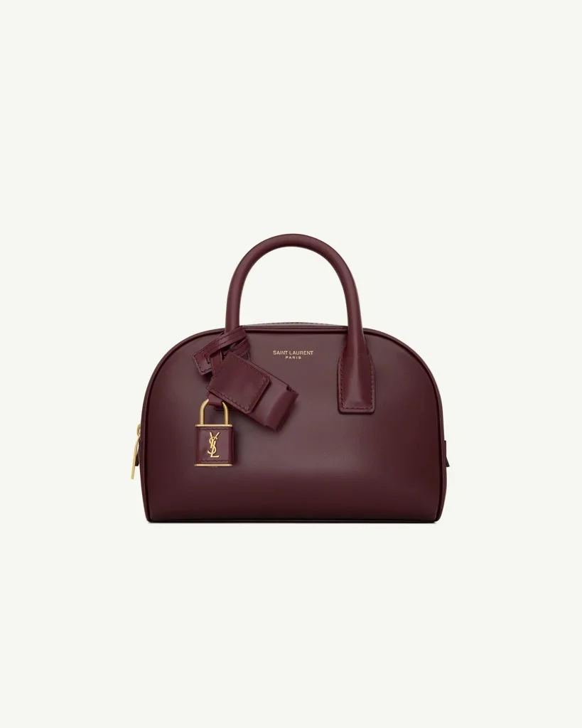 Saint Laurent Sac de Jour Boston Mini in Box Leather — Rouge Cabernet