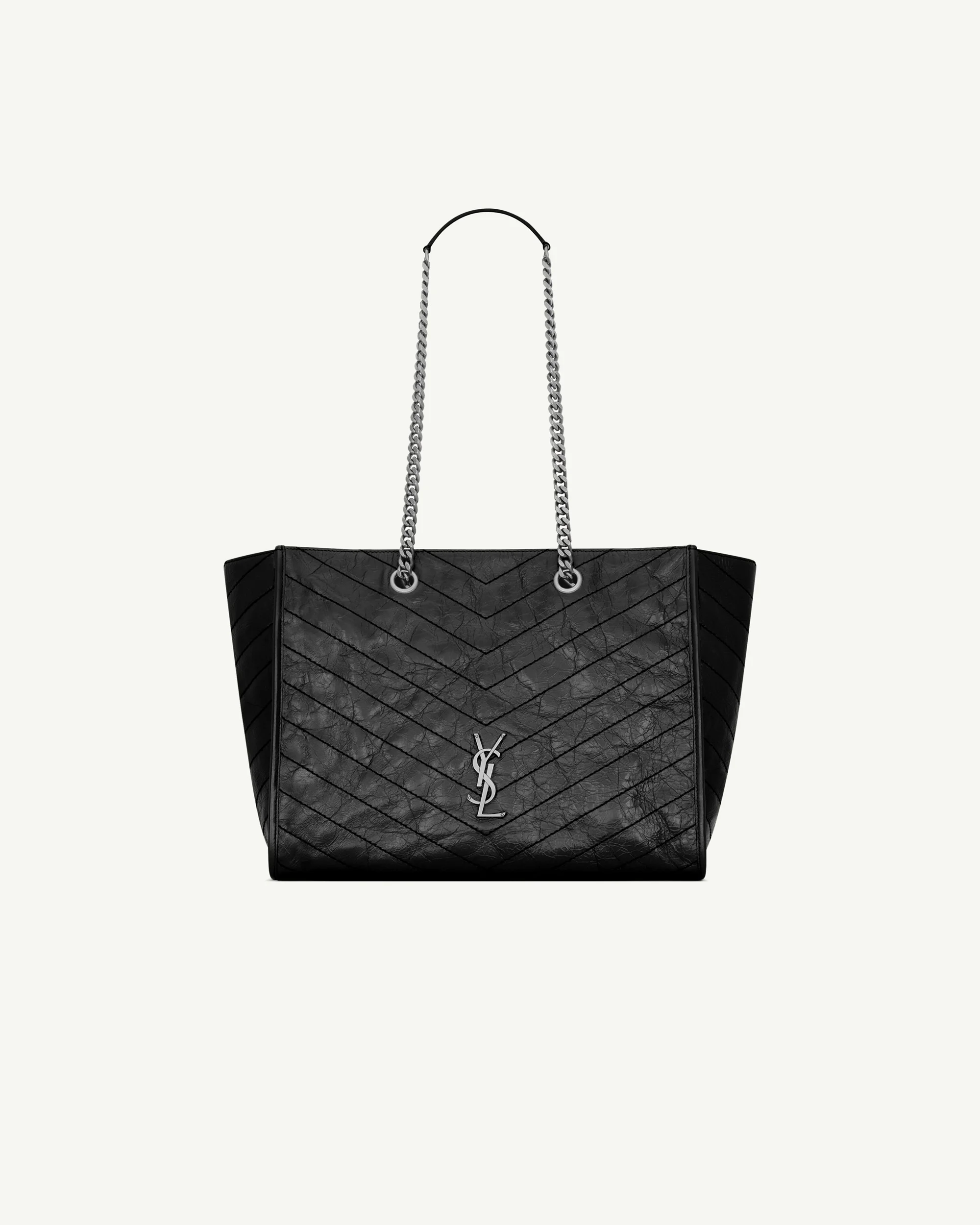 Saint Laurent Niki Shopping in Vintage Leather — Black, Silver Hardware