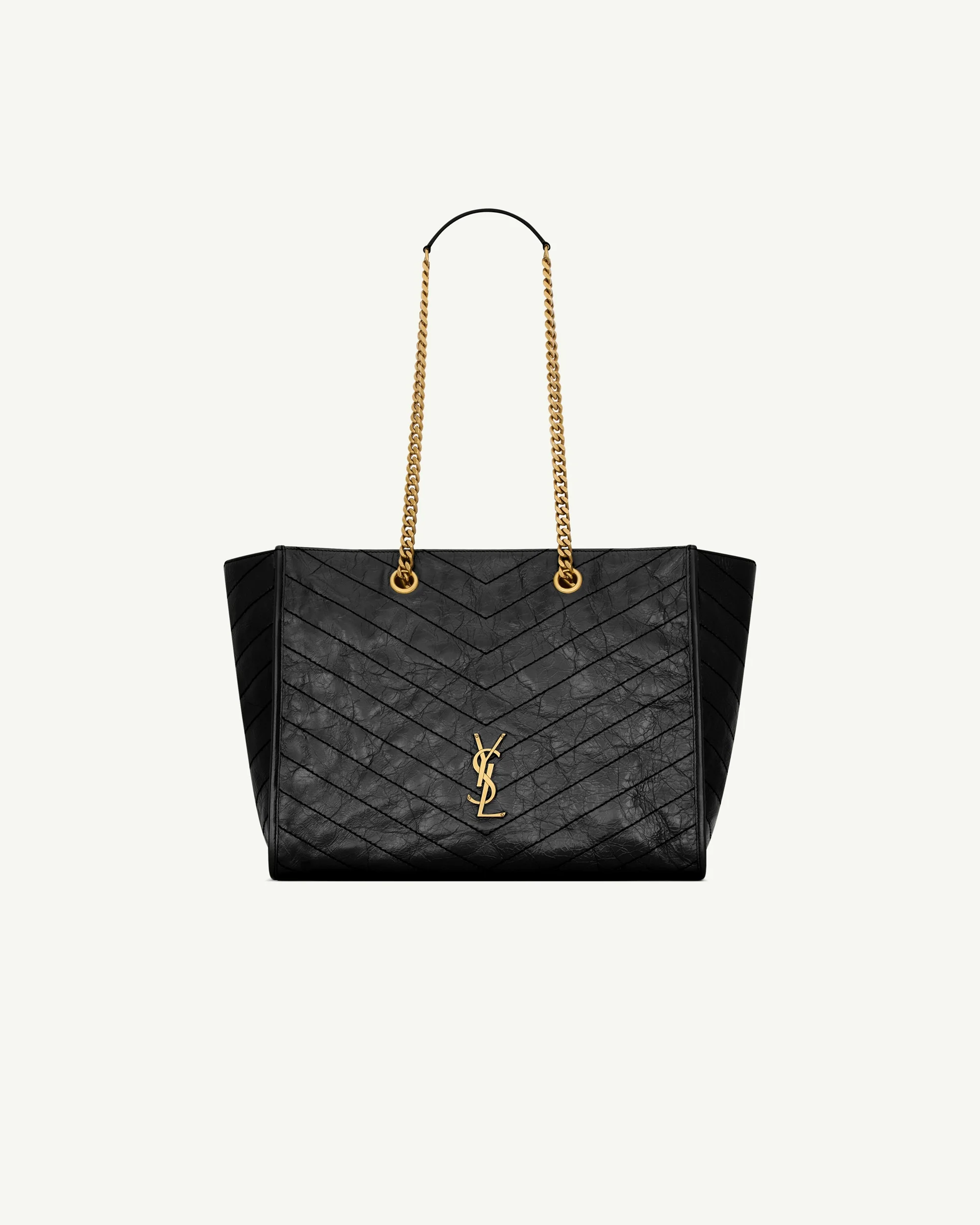 Saint Laurent Niki Shopping in Vintage Leather — Black, Bronze Hardware