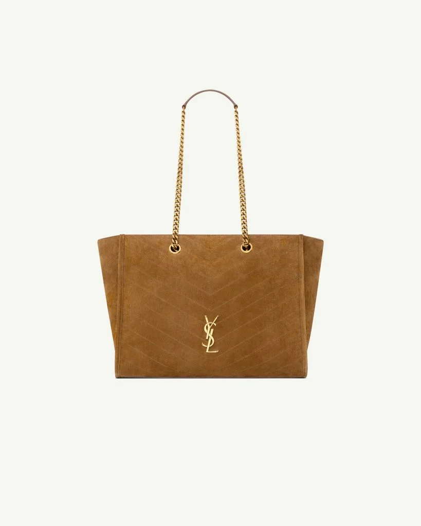 Saint Laurent Niki Shopping in Suede — Caramel Cognac