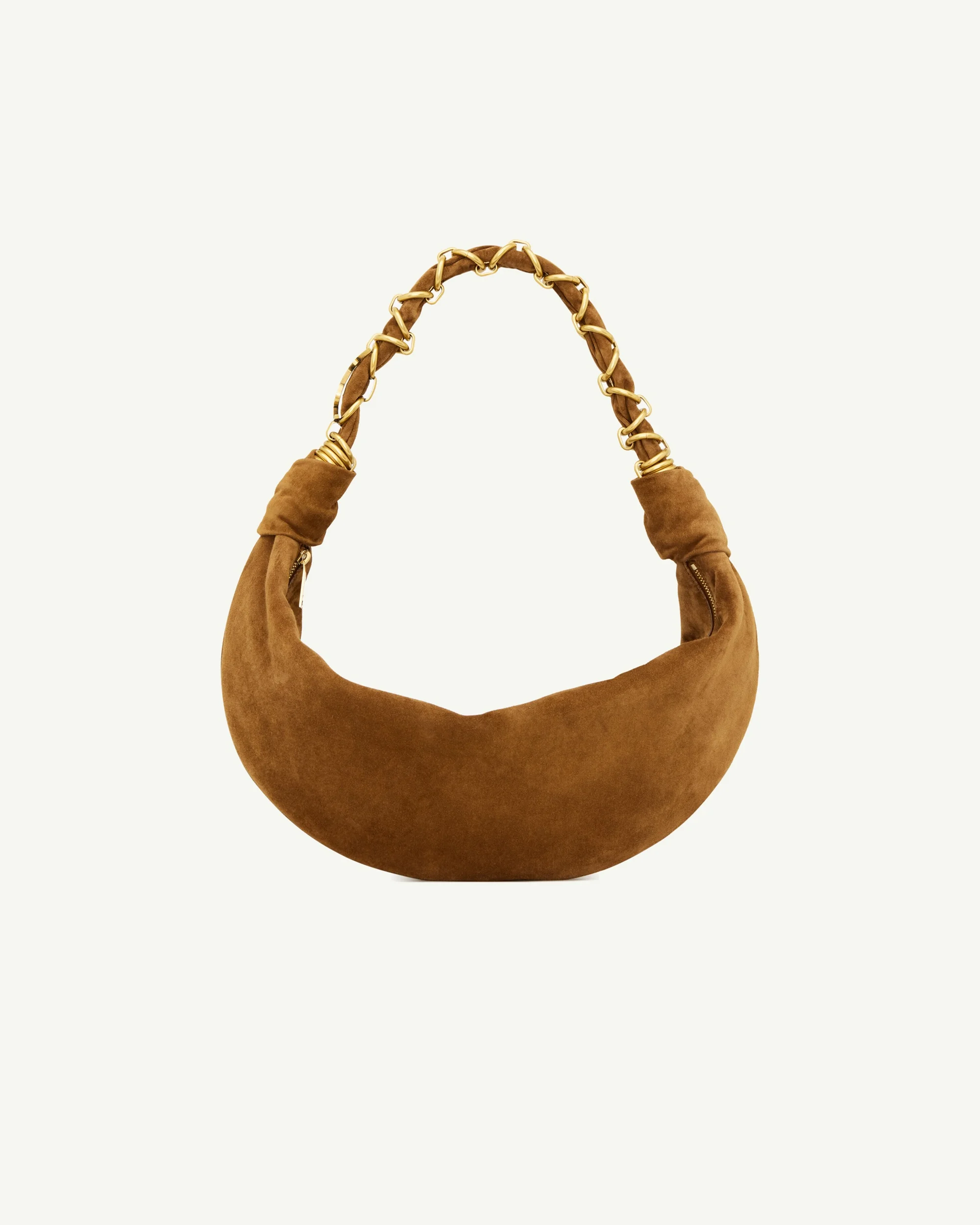 Saint Laurent Amalia Small Hobo in Suede — Caramel Cognac