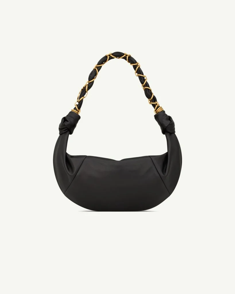 Saint Laurent Amalia Small Hobo Bag — Black Lambskin